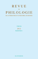 Revue de philologie, de littérature et d'histoire anciennes, v. 86-1